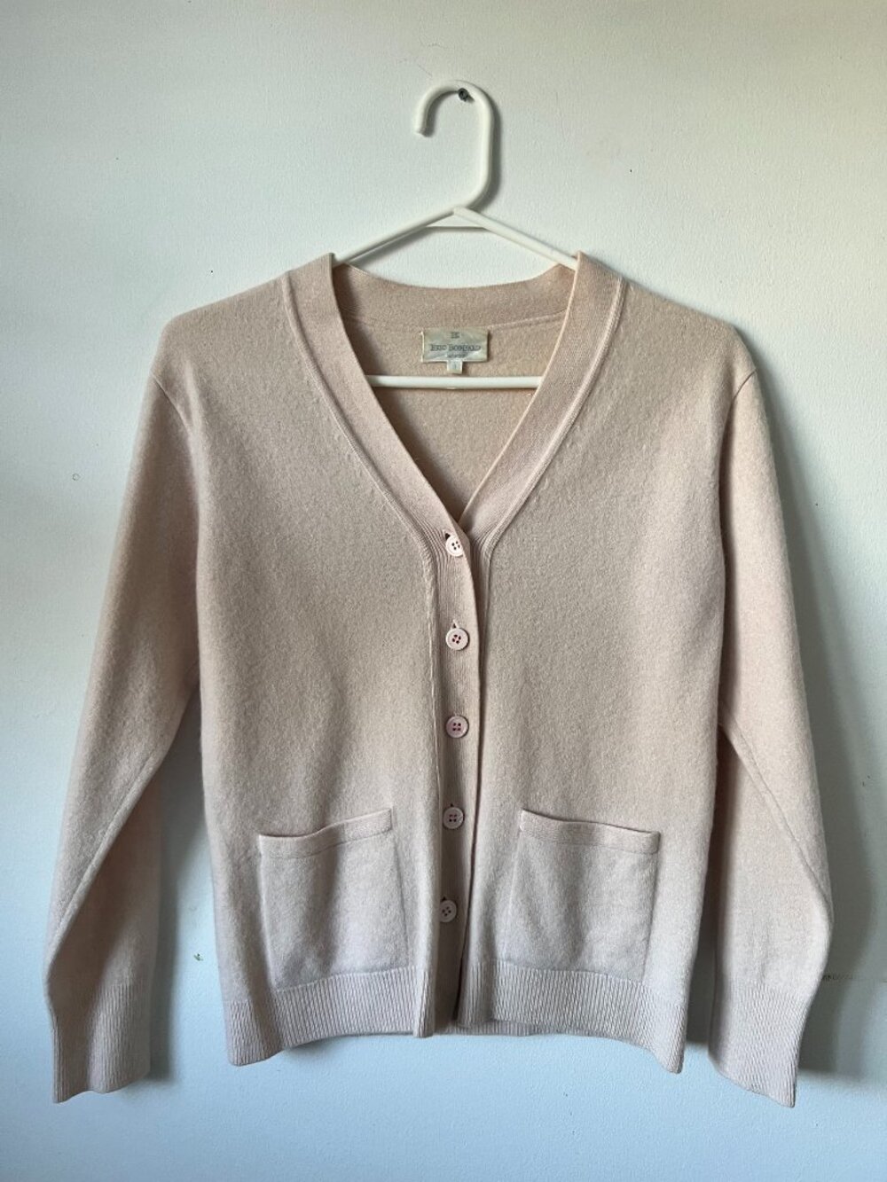 Eric Bompard Paris Blush Pink V neck Cashmere Cardigan S/XS